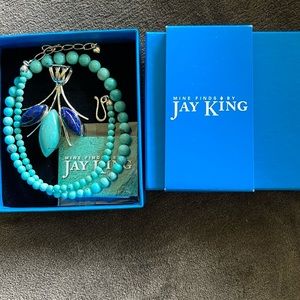 Jay King Sterling Silver Lapis and Turquoise Bead Necklace and Pendant